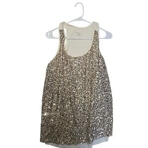 Lane‎ Bryant Gold Sequin Shimmer Sleeveless Tank Top Shell Plus Size 22/24